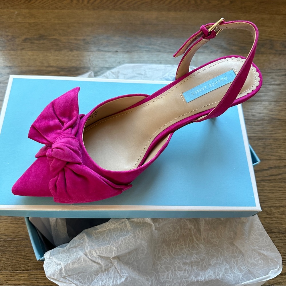 Draper James Hot Pink Suede Slingback Bow Pumps 9